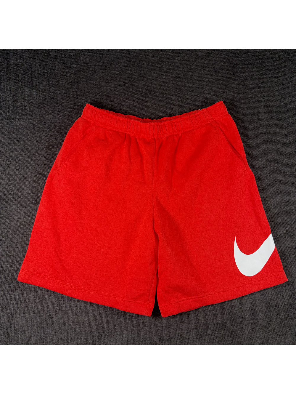 Nike Red Cotton Athletic Shorts with White Swoosh Logo XL